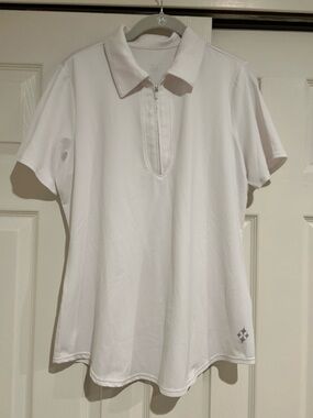 Women's Jofit White Zip Polo Golf Tee size large